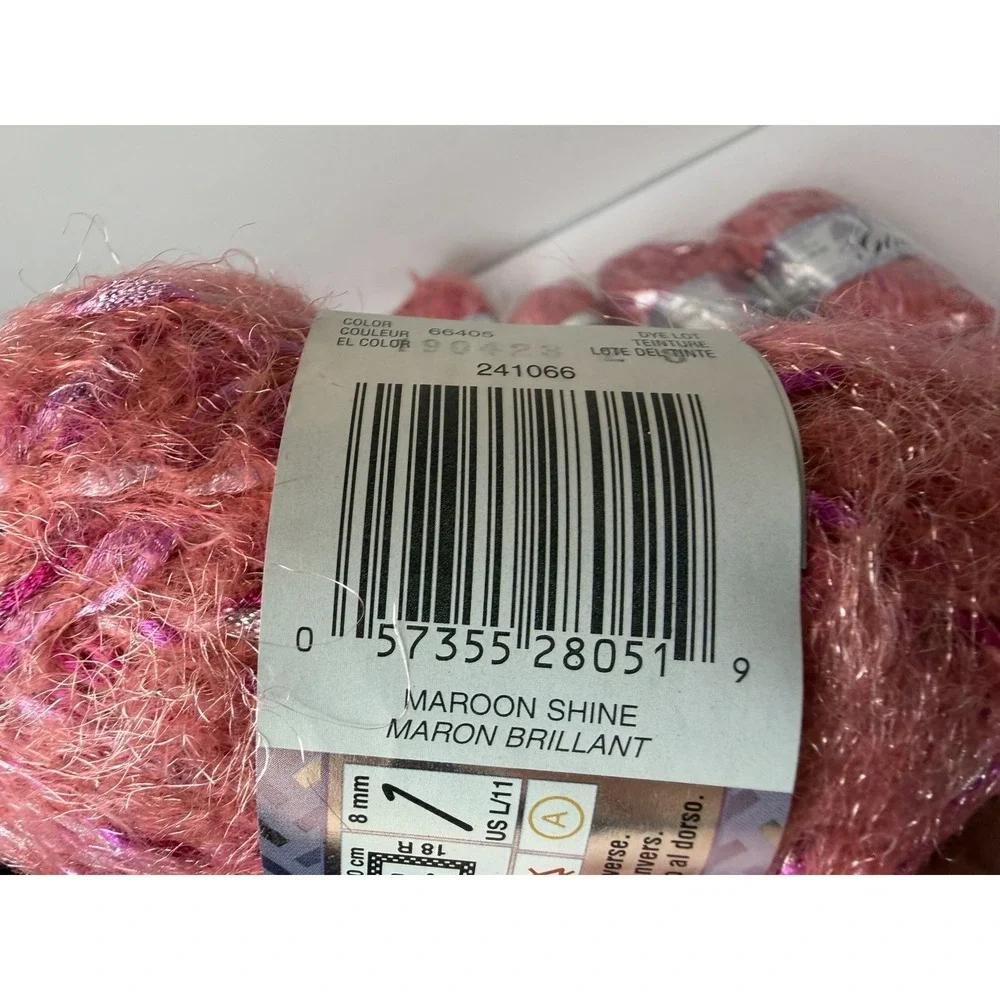 Patons Glittallic Yarn Maroon Shine Lot‎ Of 12 Metallic Glitter 50g Each